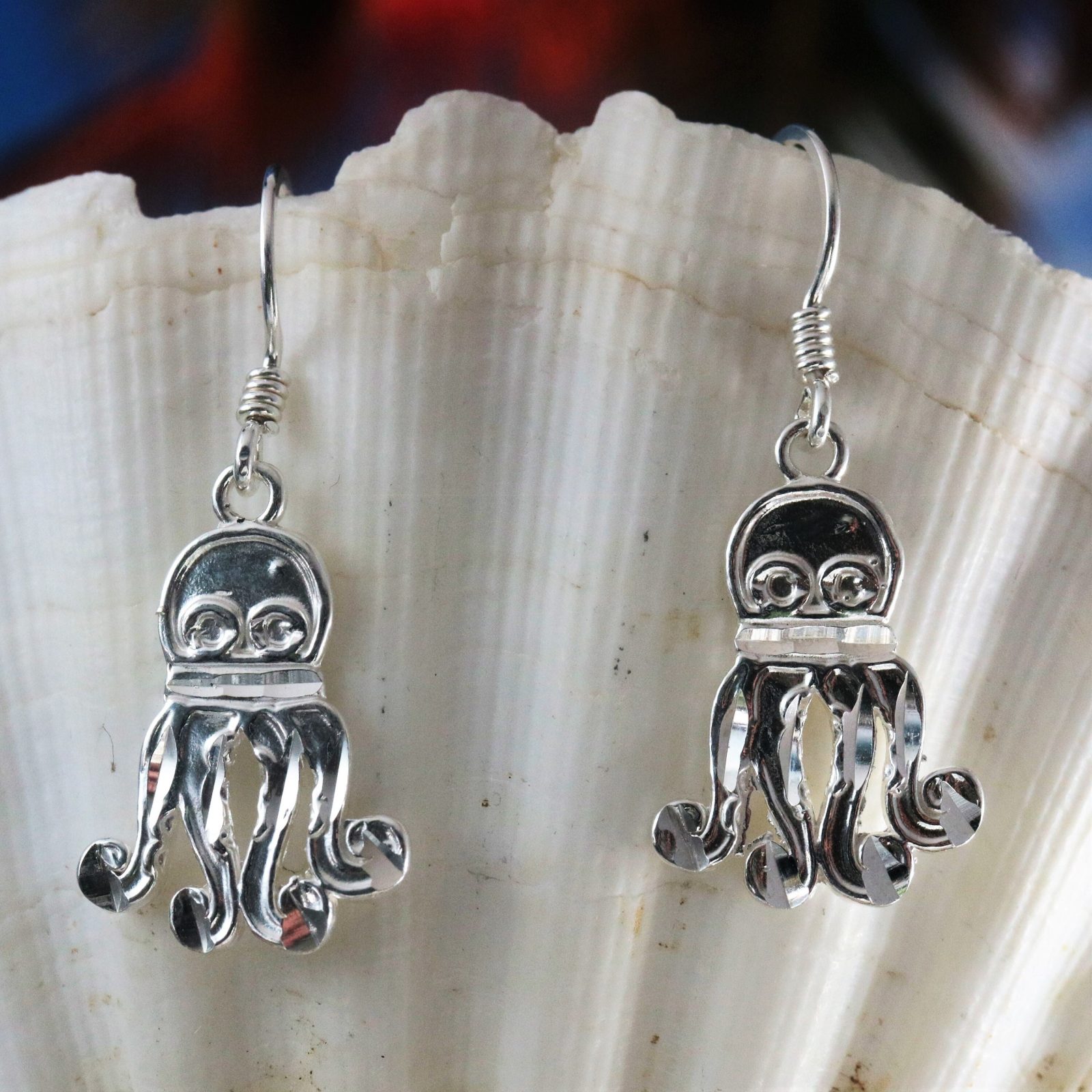 Sterling silver octopus shop earrings