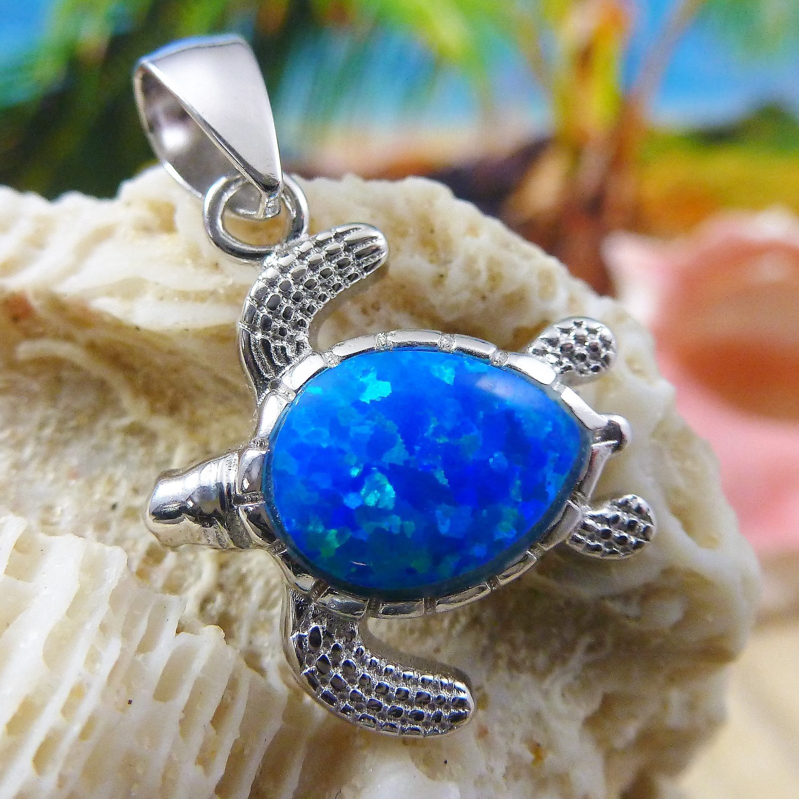 Pretty Hawaiian Sea Turtle Necklace, Sterling Silver Blue Opal Turtle  Pendant, N6021 Birthday Mother Wife Mom Gift, Island Jewelry - Etsy