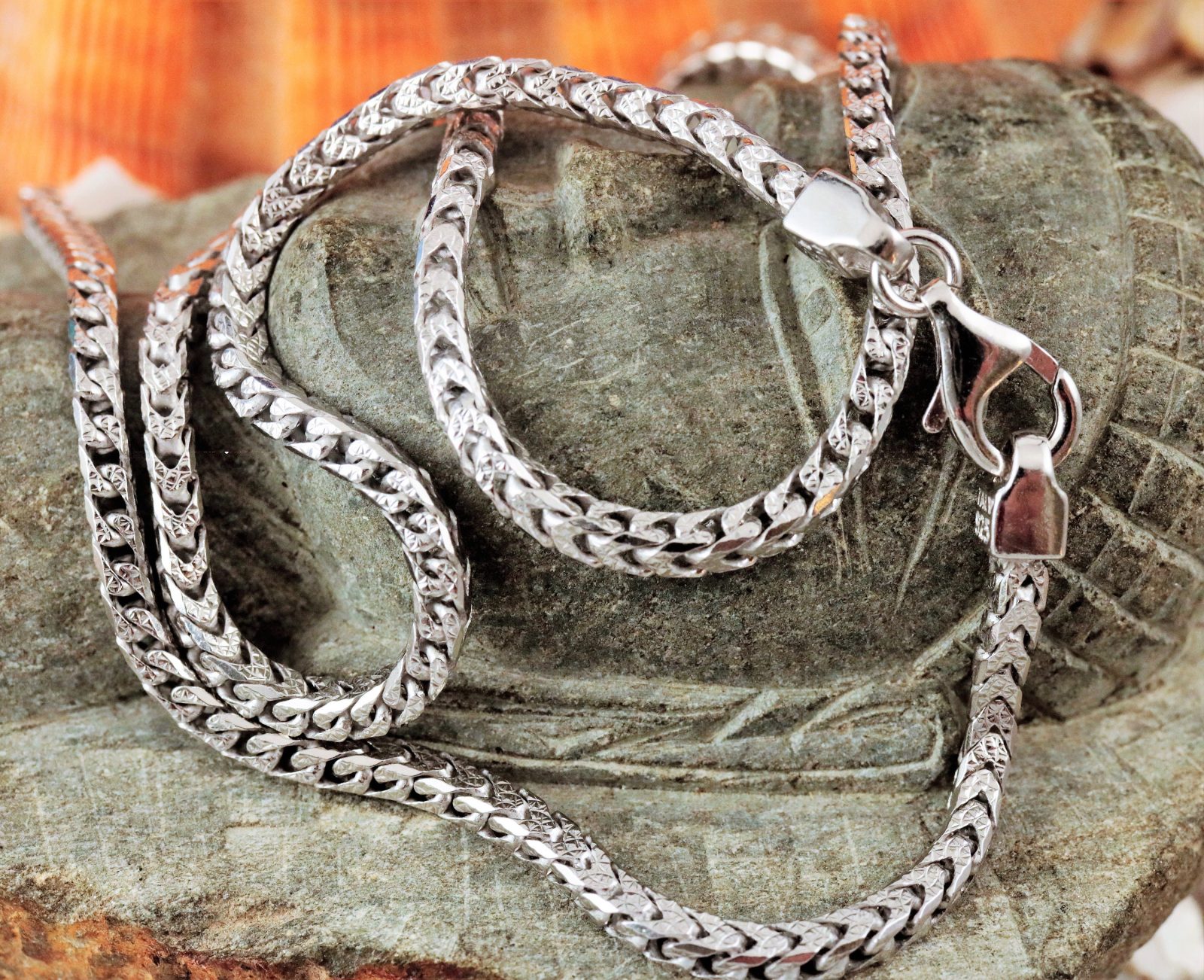 Real Solid 925 Sterling Silver Square Franco Mens Chain Bracelet