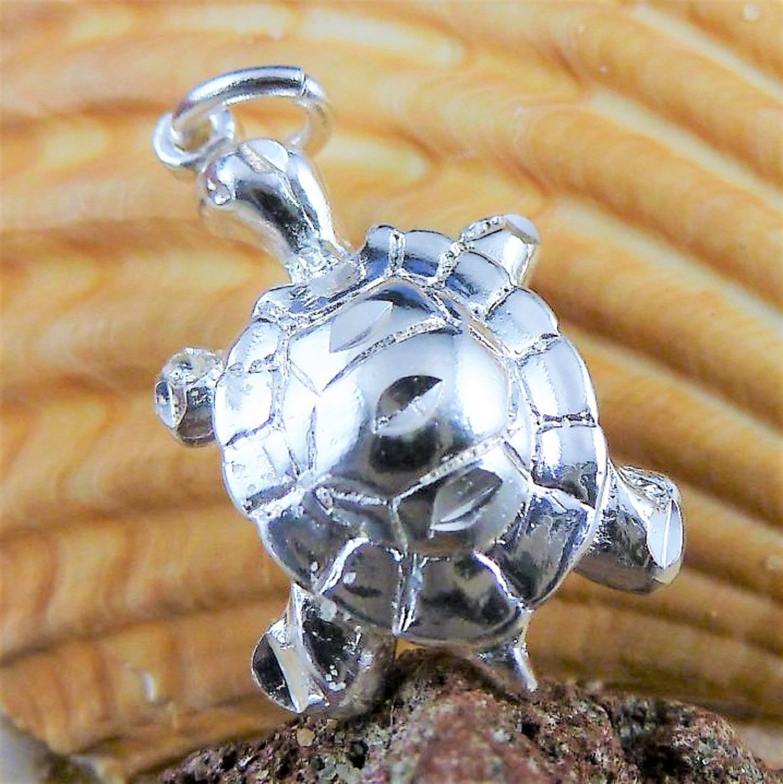 Pear-Shaped and Round White Lab-Created Sapphire Cluster Sea Turtle Pendant  in Sterling Silver | Zales