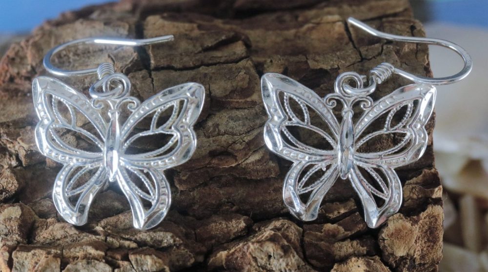 Silver Butterfly earrings, 1 1/4\