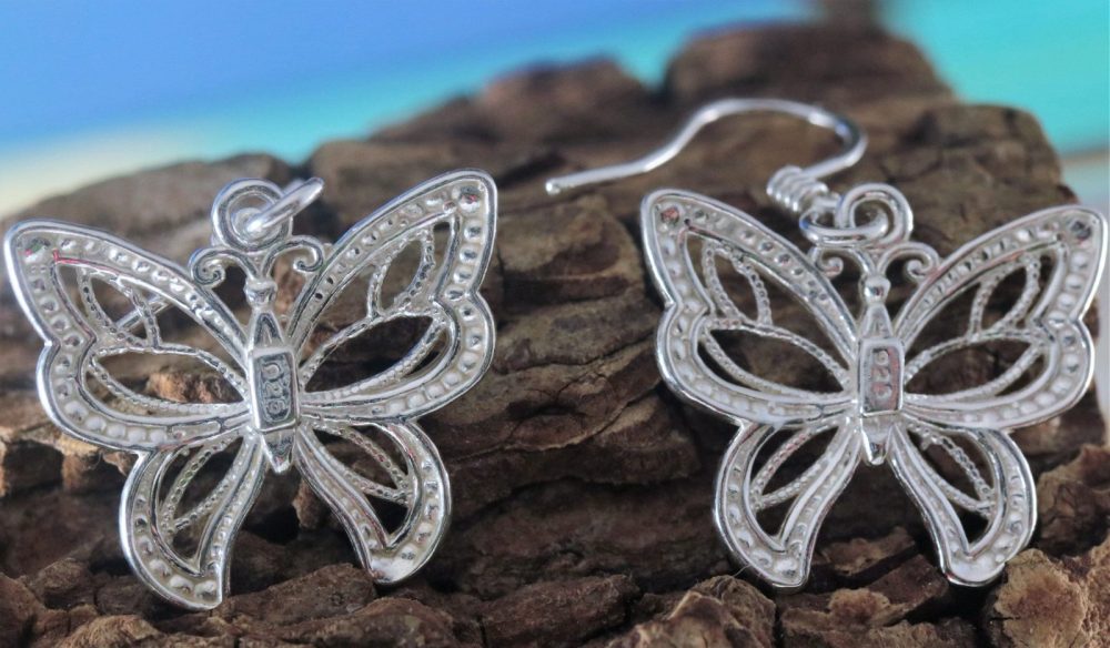 Silver Butterfly earrings, 1 1/4\