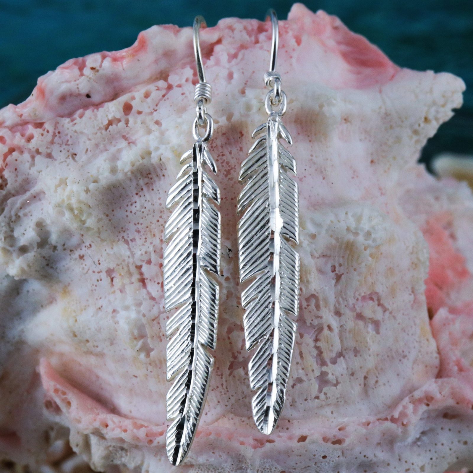 ChloBo Sterling Silver Feather Of Courage Pull Through Earrings