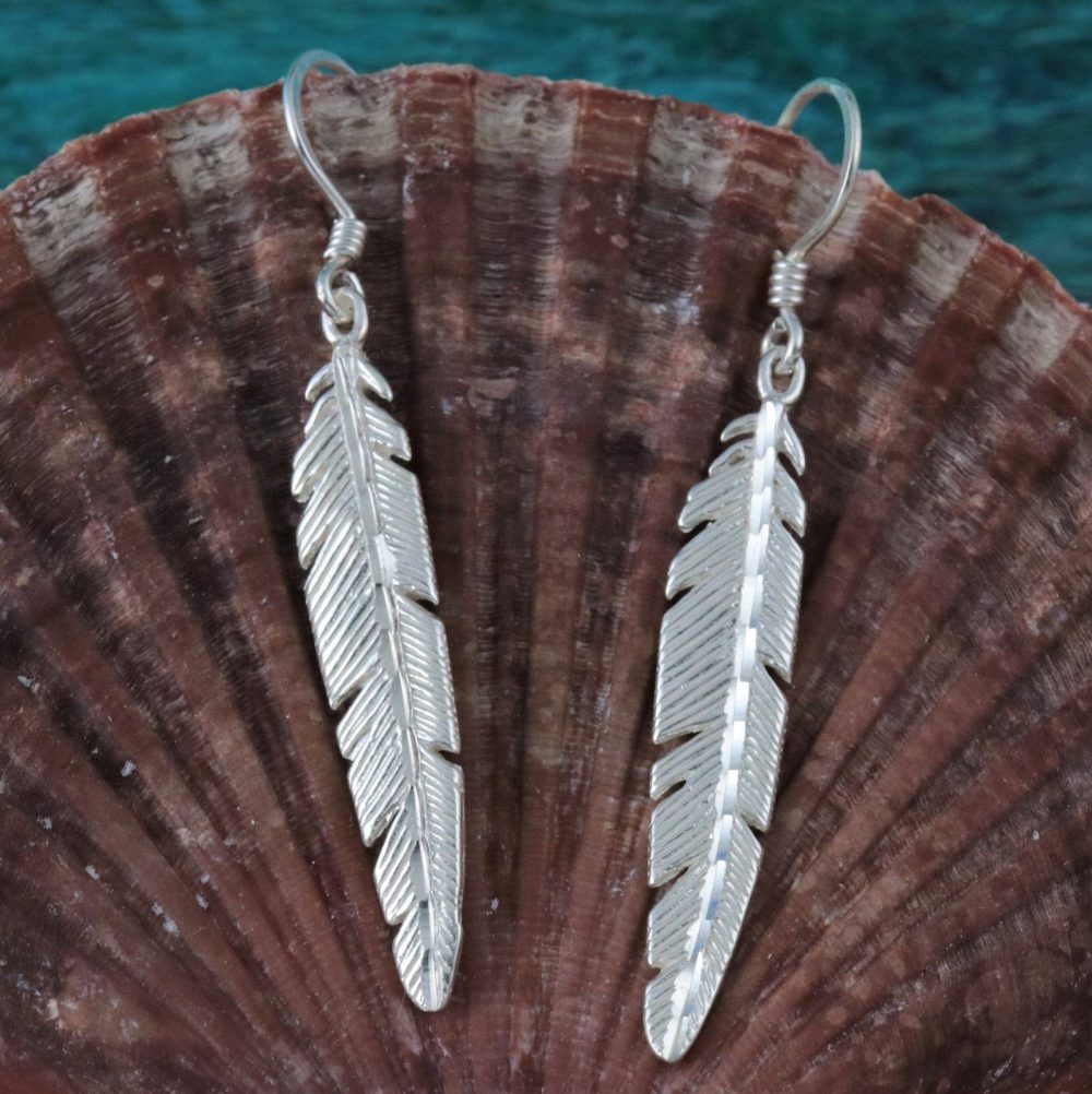Sterling Silver Feather Earring for Men's Earring Single Dangle Earring  Mens | eBay