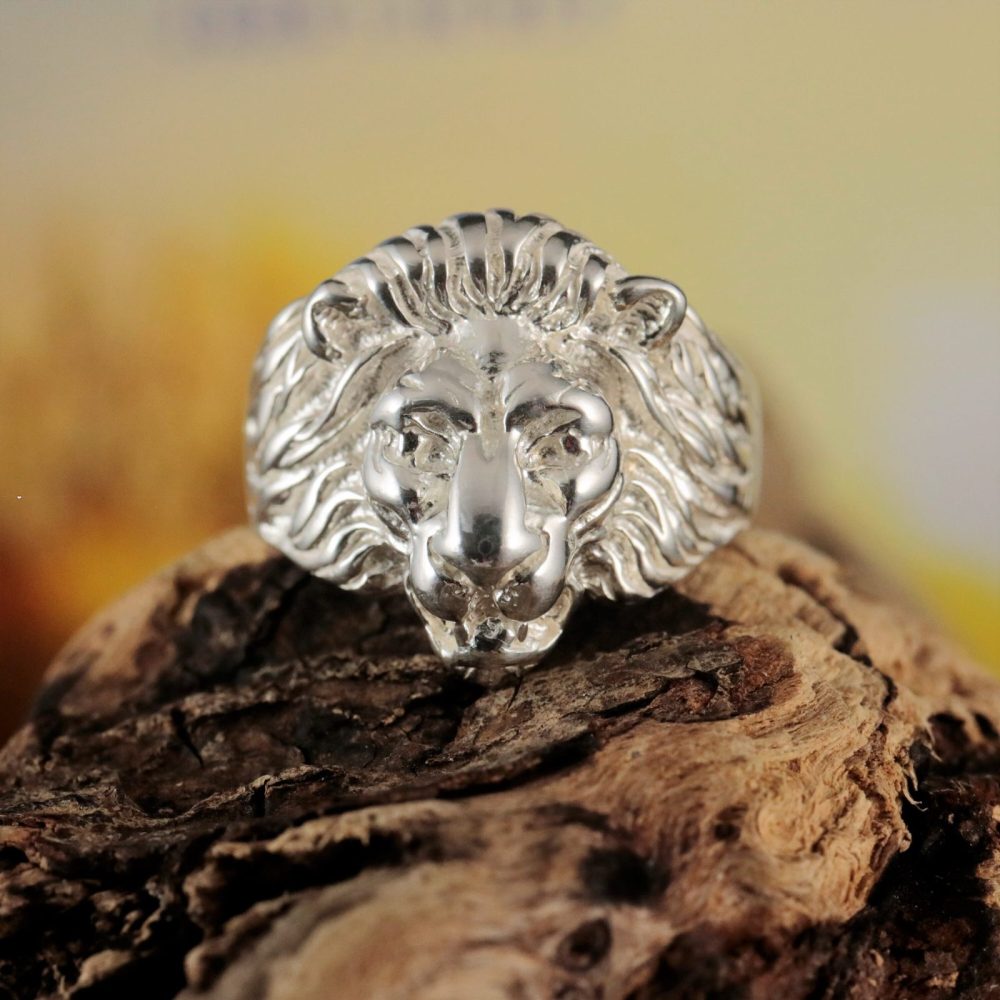 QEENKISS 925 Sterling Silver Ring for Men Father Vintage Adjustable Lion  King Ring Fine Jewelries Wholesale Party Gift RG6721