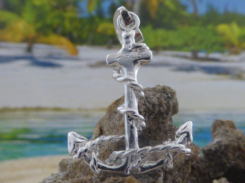 Silver Anchor pendant 1 3/8 tall, .925 Sterling tangled rope boat anchor,  Fast free shipping, Nautical anchor charm jewelry Gift for her - Jewelry  Network Inc