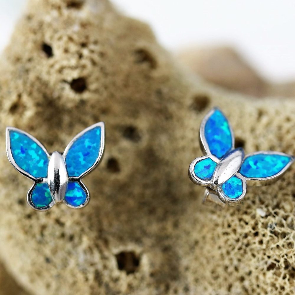 Itsmos S925 Sterling Silver Blue Butterfly Earrings Studs For Women Simple  Small Ear Bone Studs Cute Animal Jewelry - Stud Earrings - AliExpress
