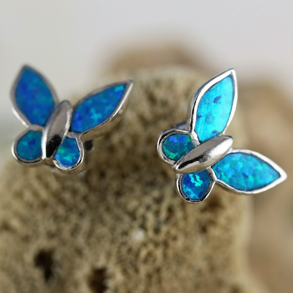 Pale Lilac & Copper Butterfly Earrings, Opal Glass & Amethyst