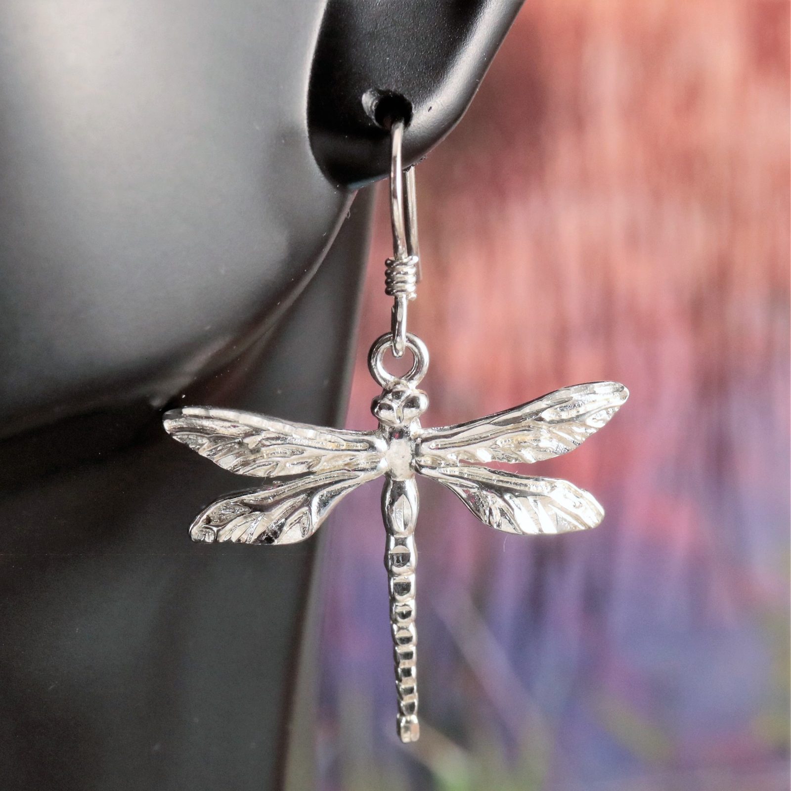 Silver Dragonfly Earrings, 1 5/8 long Diamond cut .925 Sterling dangle ear  wire Dragonfly gift for her, bug Jewelry, Fast Free Shipping - Jewelry  Network Inc