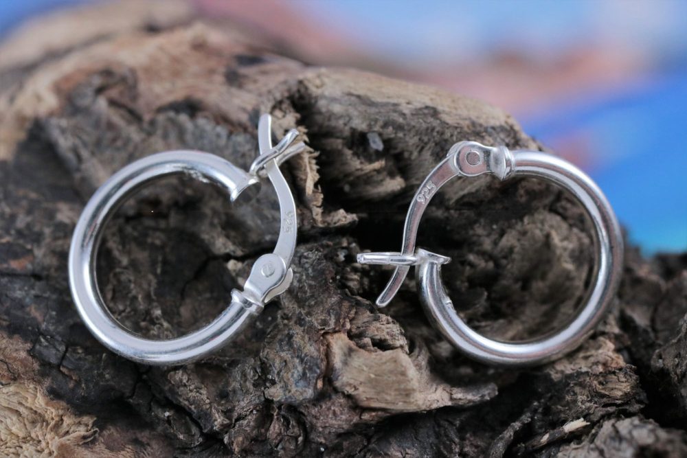 Rhinestone Chain Wrapped Hoop Earrings (80mm) - Silver - Pinktini