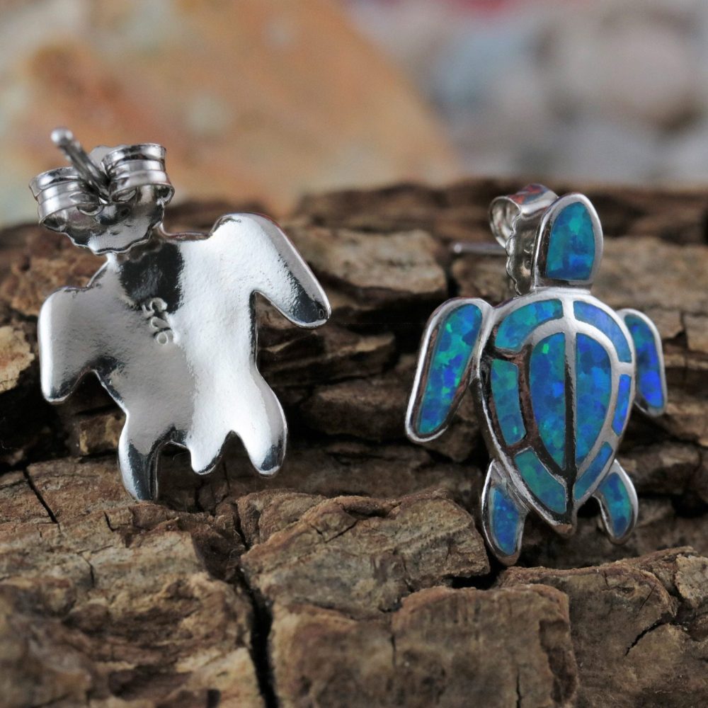 Blue discount turtle earrings